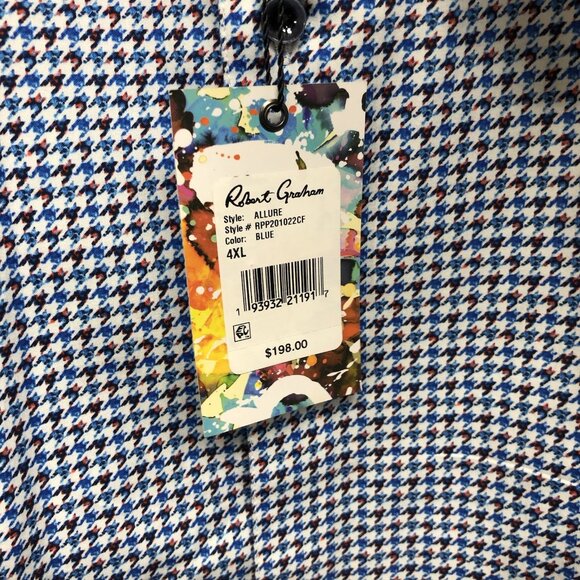 NWT Robert Graham Houndstooth Geometric Long Sleeve Button Down Shirt Mens 4XL - Picture 5 of 10